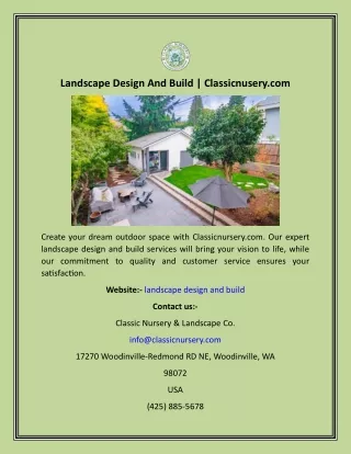 Landscape Design And Build  Classicnusery