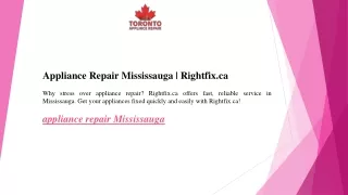 Appliance Repair Mississauga  Rightfix.ca