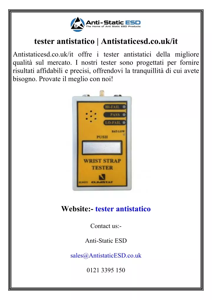 tester antistatico antistaticesd co uk it