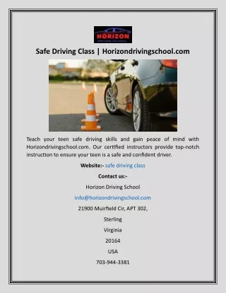 Safe Driving Class  Horizondrivingschool