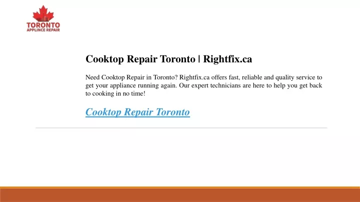 cooktop repair toronto rightfix ca need cooktop