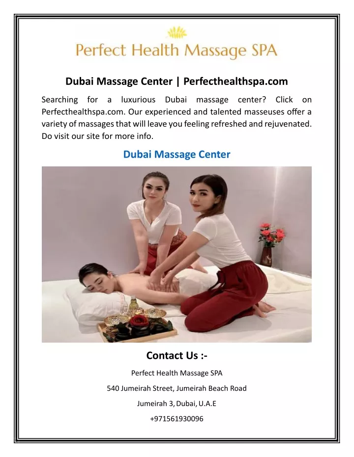 dubai massage center perfecthealthspa com