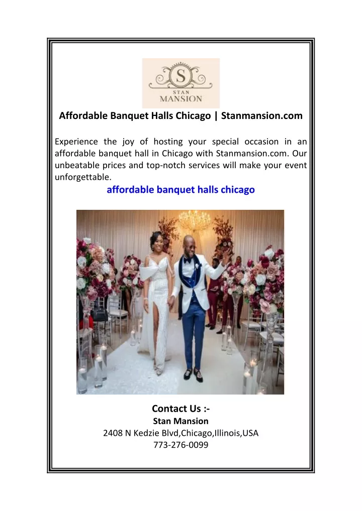 affordable banquet halls chicago stanmansion com