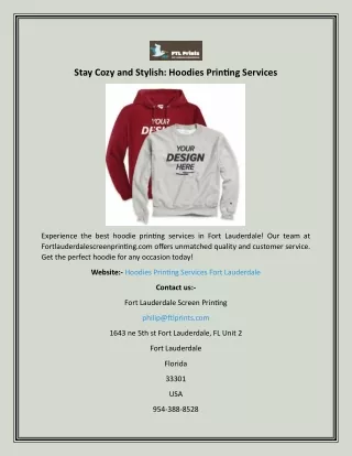 Stay Cozy and Stylish Hoodies Printing Services
