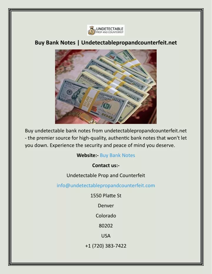 buy bank notes undetectablepropandcounterfeit net