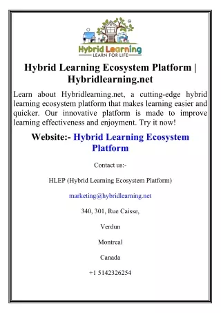 Hybrid Learning Ecosystem Platform  Hybridlearning.net
