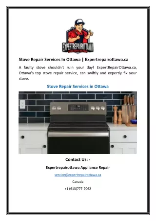 Stove Repair Services In Ottawa  Expertrepairottawa.ca