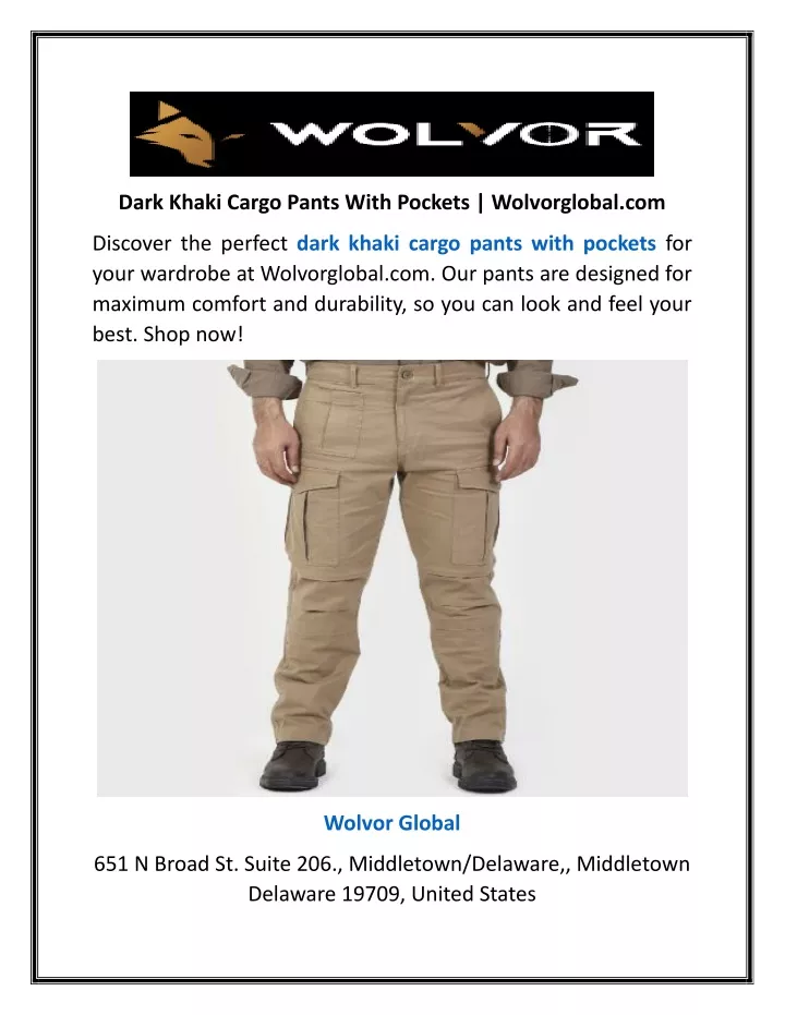 dark khaki cargo pants with pockets wolvorglobal