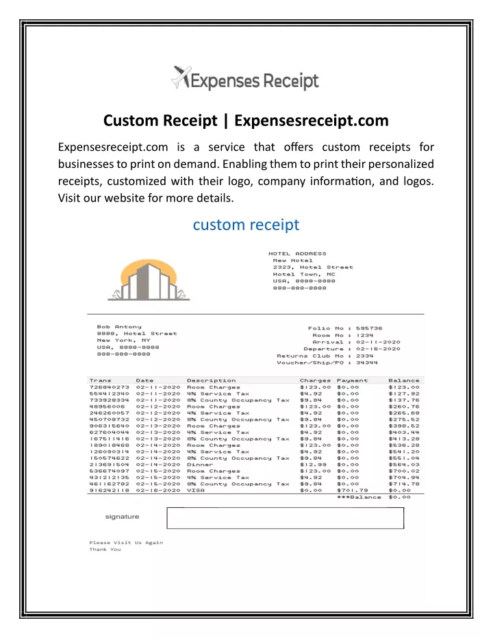 custom receipt expensesreceipt com