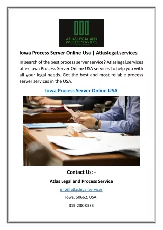 Iowa Process Server Online Usa  Atlaslegal.services