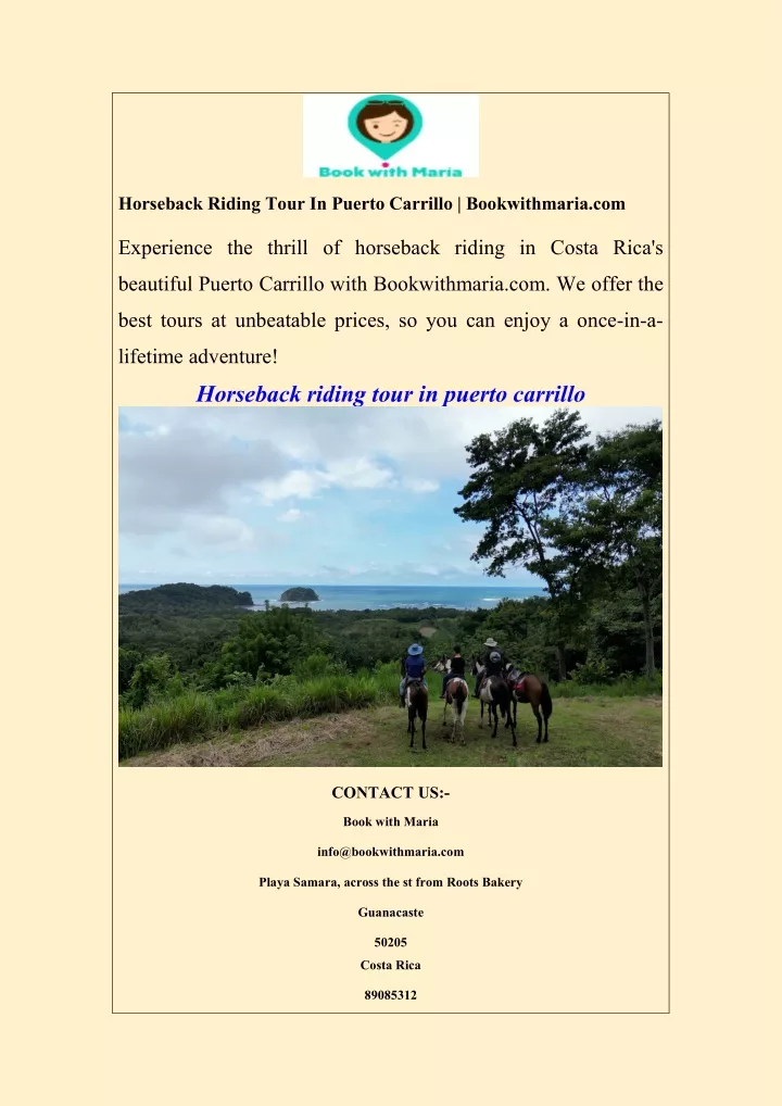 horseback riding tour in puerto carrillo