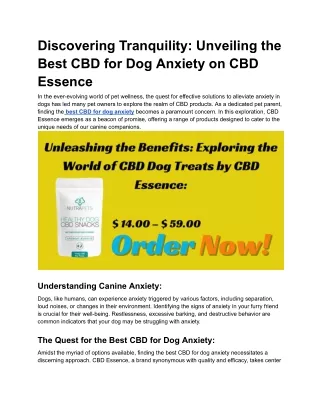 Discovering Tranquility_ Unveiling the Best CBD for Dog Anxiety on CBD Essence