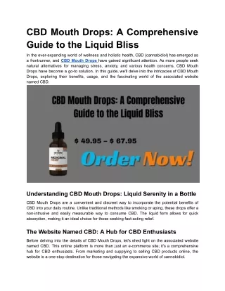 cbd mouth drops a comprehensive guide