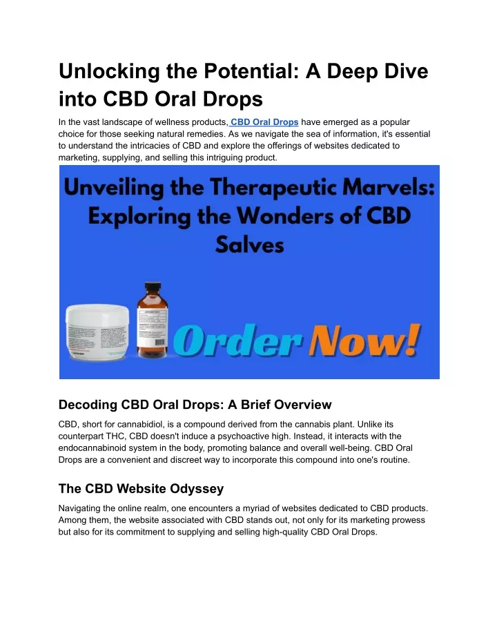 unlocking the potential a deep dive into cbd oral