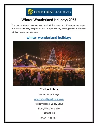 Winter Wonderland Holidays 2023