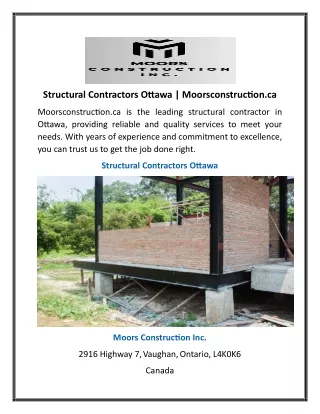 Structural Contractors Ottawa