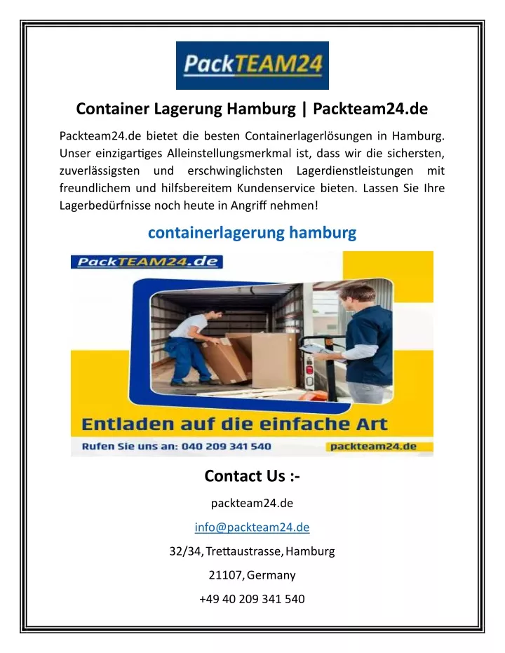 container lagerung hamburg packteam24 de