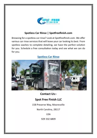 Spotless Car Rinse  Spotfreefinish.com