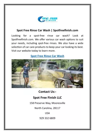 Spot Free Rinse Car Wash  Spotfreefinish.com