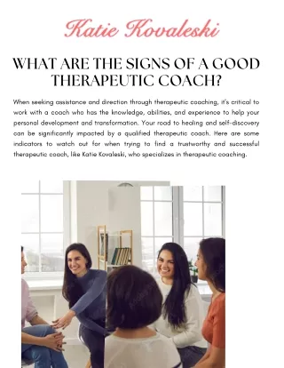 What are the signs of a Good Therapeutic Coach