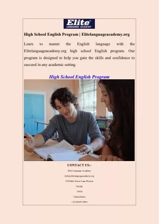 High School English Program  Elitelanguageacademy.org