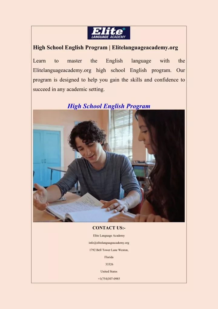 high school english program elitelanguageacademy