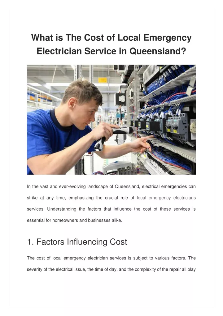 what is the cost of local emergency electrician