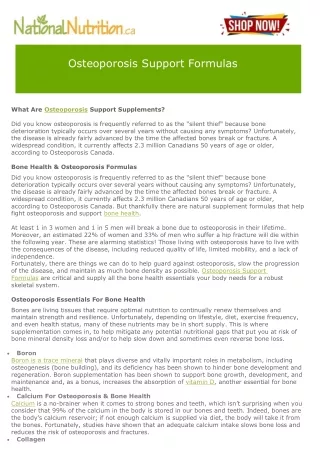 osteoporosis support formulas