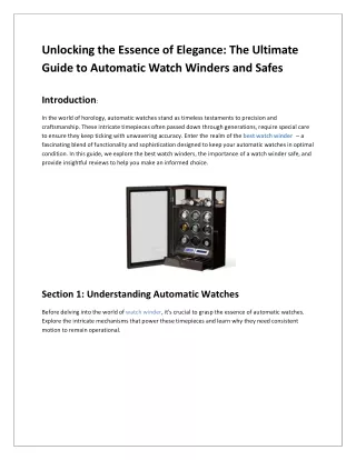 Unlocking the Essence of Elegance: The Ultimate Guide to Automatic Watch Winders