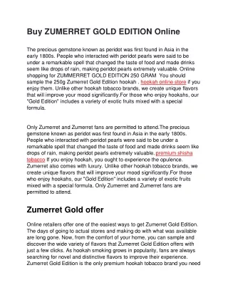 Buy ZUMERRET GOLD EDITION Online