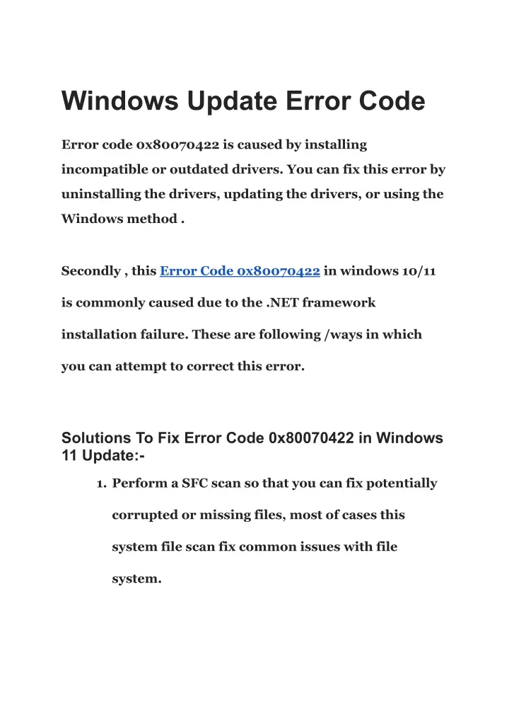 windows update error code
