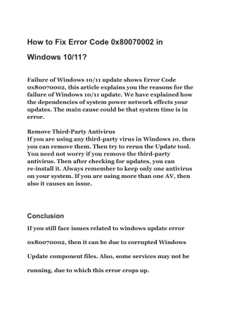 how to fix error code 0x80070002 in
