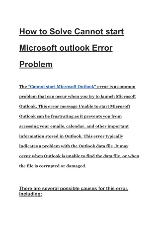 how to solve cannot start