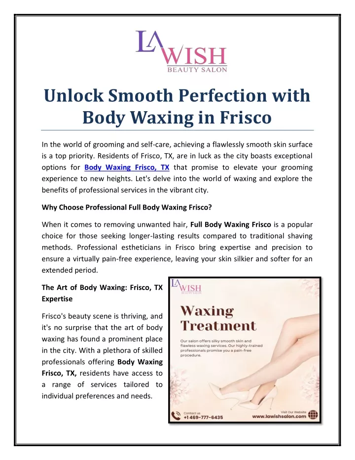 unlock smooth perfection with body waxing