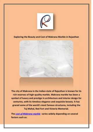 Exploring the Beauty and Cost of Makrana Marble in Rajasthan