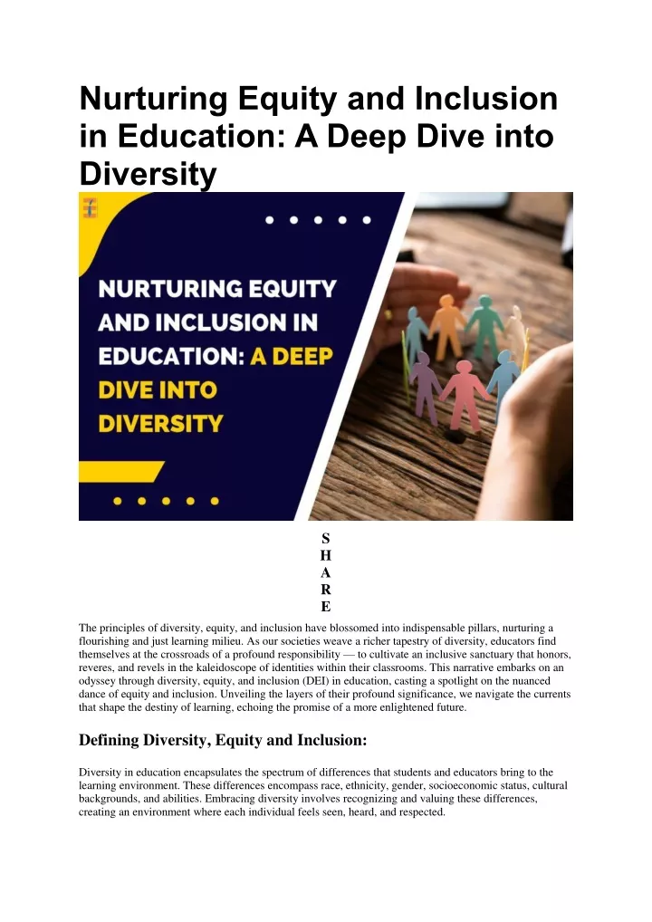 nurturing equity and inclusion in education
