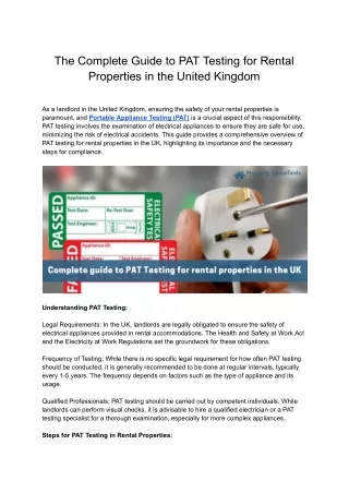 The Complete Guide to PAT Testing for Rental Properties in the United Kingdom