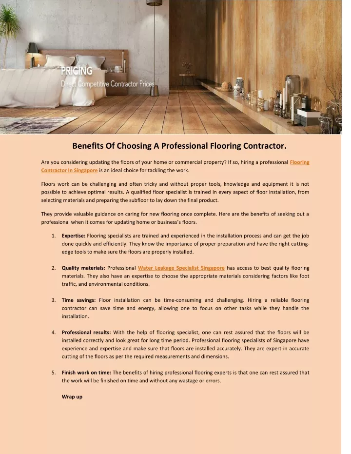 benefits of choosing a professional flooring