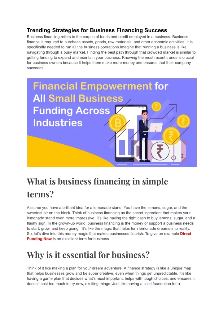 trending strategies for business financing