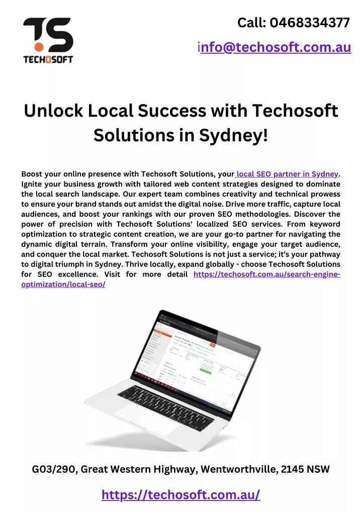 call 0468334377 i nfo@techosoft com au