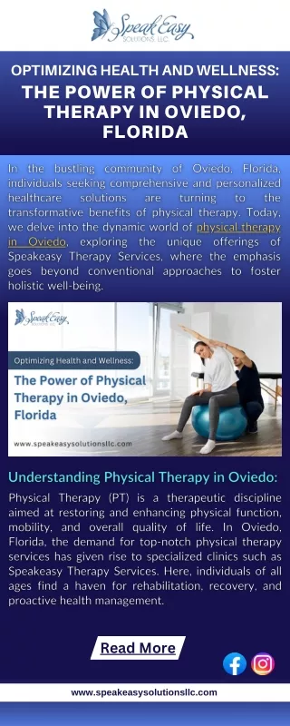 Optimizing Health and Wellness The Power of Physical Therapy in Oviedo, Florida