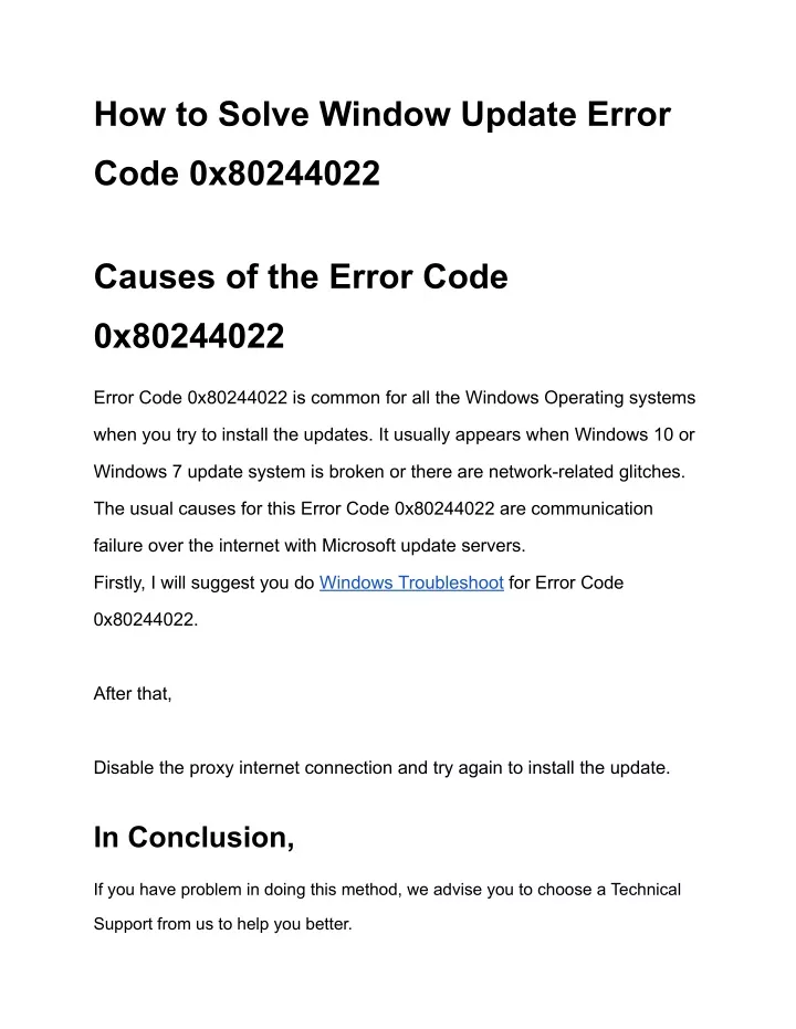 how to solve window update error