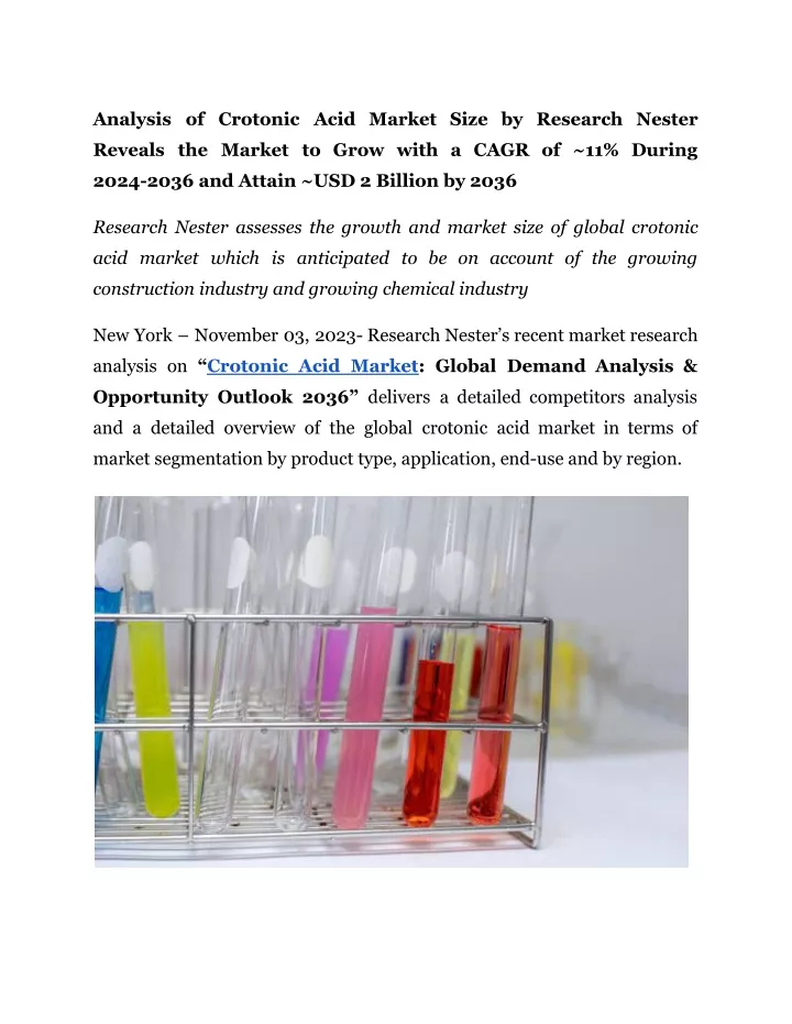 analysis of crotonic acid market size by research