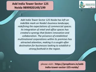 Add India Tower Sector 125 Noida 9899920149 offices for rent
