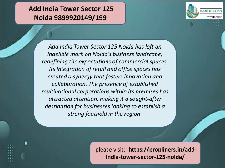 add india tower sector 125 noida 9899920149 199