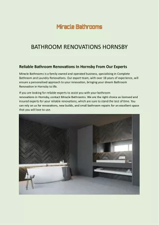 BATHROOM RENOVATIONS HORNSBY