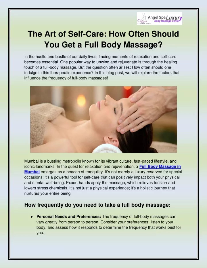 the art of self care how often should