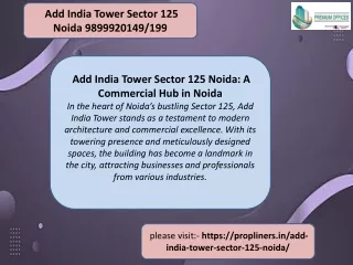 Add India Tower Sector 125 Noida 9899920199