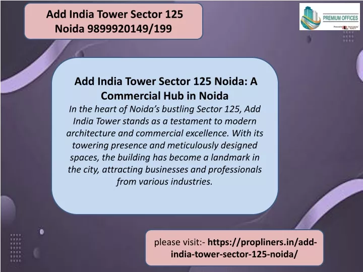 add india tower sector 125 noida 9899920149 199