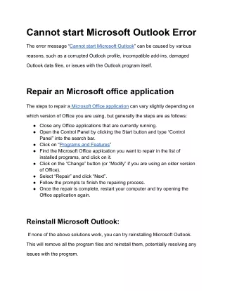 cannot start microsoft outlook error